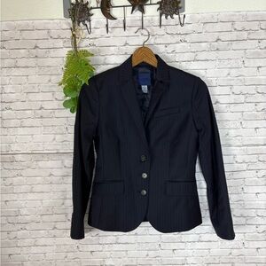 J. Crew Navy Blue Pinstriped Wool Blazer Jacket